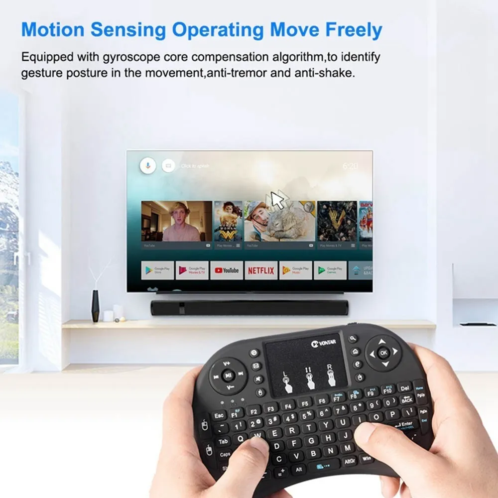 Mini Teclado Controle Sem Fio Para Smart Tv Tv Box Pc - Imagem 2