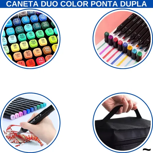 Conjunto 36 Cores Canetas Permanente Marcador Ponta Dupla - Imagem 4