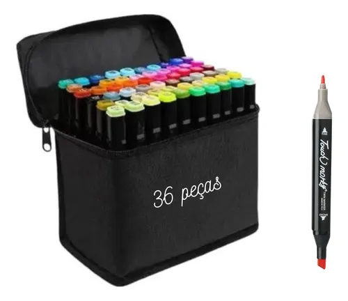 Conjunto 36 Cores Canetas Permanente Marcador Ponta Dupla - Imagem 3